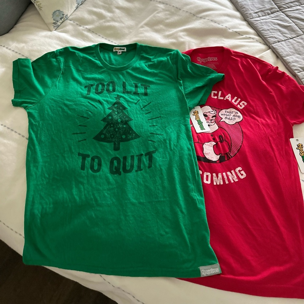 NWT 2 Tipsy Elves T-shirt’s (Ugly Christmas Sweater)